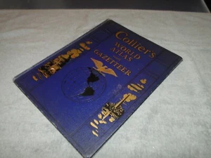 Vintage 1940 Collier's World Atlas and Gazetteer Dark Blue Hardcover Book - Bild 1 von 8