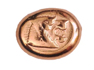 ASIA MINOR LYDIA SARDES GOLD COLOUR HEKTE LION INCUSE ANCIENT COIN MUSEUM REMAKE - Picture 1 of 7