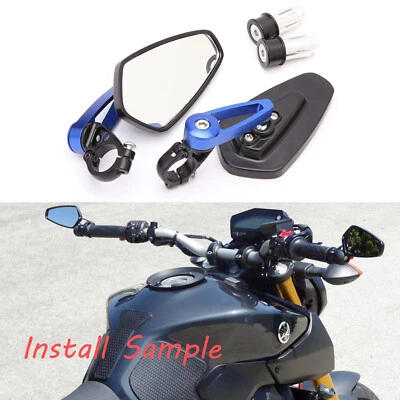 For Yamaha FZ07 FZ09 FZ6 2016 2014 Sportbike 7/8" Handle Bar End Rearview Mirror - Image 1 of 4