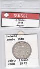 pièces de 2 franc de suisse 1948