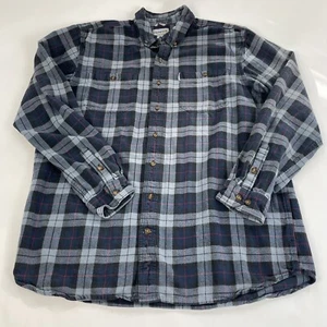 Carhartt Men's XLT Tall Heavy Flannel Relaxed Fit Plaid Shirt Blue Red - Picture 1 of 13