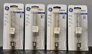 4x GE 25-Watt Clear Tubular T6.5 Type E17 Base Light Bulbs - Picture 1 of 3