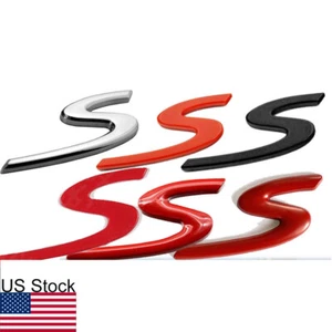 1pc Red/Black/Silver S Letter Rear Trunk Badge Emblem Sticker Decor - Picture 1 of 19