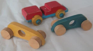 3 x Modern Minimal Wooden Toy Cars - 1 marked James Galt - Made in England - MCM - Picture 1 of 16