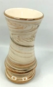 Jarrón de cerámica griego Panapale hecho a mano adorno de oro crema Grecia oro 24k 6,5" - Imagen 1 de 8