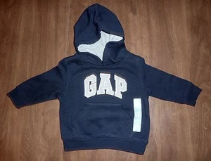 NWT $24.99 BABY GAP LOGO HOODED ZIP-FRONT SWEATSHIRT - NAVY - SIZE 5 - Picture 1 of 1