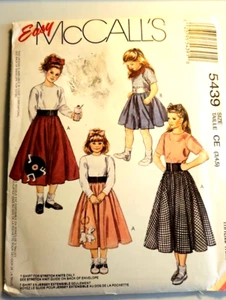 McCall's Nähmuster 5439 Mädchen Größen 3, 4, 5 1950er Stil Röcke UNGESCHNITTEN - Bild 1 von 2