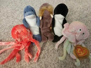 Lot Of 5 Sea Creatures Ocean Animals Ty Beanie Babies Jolly Waves Echo Plush New - Picture 1 of 6