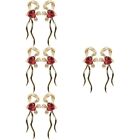 4 Pairs Women Earrings Red Ladies Aesthetic Miss Fashion Temperament