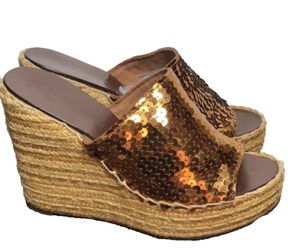 Marc by Marc Jacobs Bronze Sequence Platform Wedge Slip On Sandals 37 /6.5-7 Y2K - Picture 1 of 10