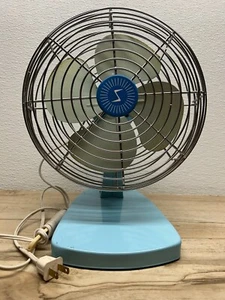 Vtg Superior Electric Baby Blue Metal Table Top Desk Oscillation One Speed Fan - Picture 1 of 18