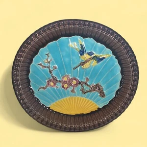 Vassoio portapane di ispirazione giapponese ceramica maiolica inglese XIX secolo - Foto 1 di 6