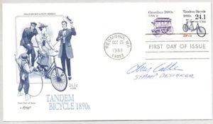 #2266 TANDEM BICYCLE TRANSPORTATION SERIES STAMP DESIGNER CHRIS CALLE SIGNED FDC - Picture 1 of 1
