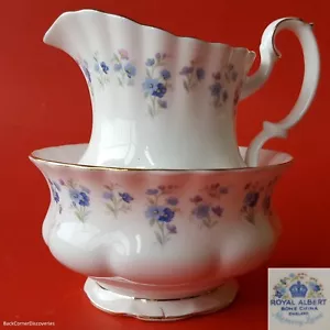 Royal Albert Bone China England MEMORY LANE 8-Oz Cream Pitcher & Open Sugar Bowl - Picture 1 of 12