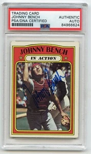 JOHNNY BENCH Signed 1972 Topps In-Action  #95 Reds HOF PSA/DNA Encapsulated - Picture 1 of 1