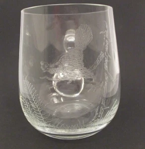 Pair Antique Vintage Moser Glass Clear Crystal Beer Mug Etched Pheasant Hunting - Picture 1 of 6