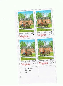 #2345 ZIP Block Virginia Ratification MNH free shipping! - Picture 1 of 1