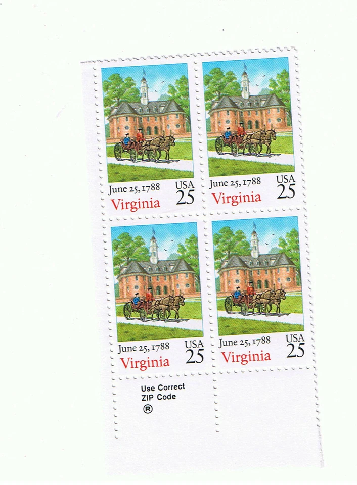 #2345 ZIP Block Virginia Ratification MNH free shipping! - Image 1 of 1