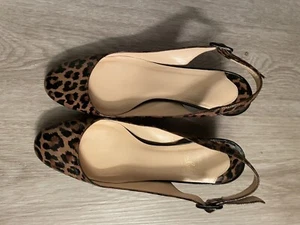 Christian Louboutin Cynthia Brown Patent Leopard Slingback Wedge Sandal (IT 36) - Picture 1 of 7