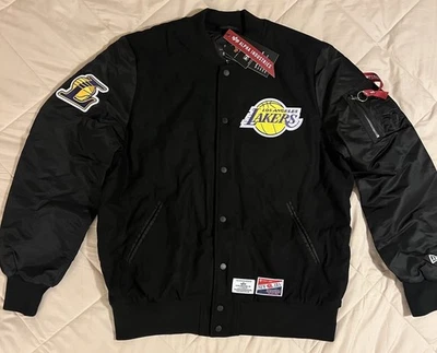 New Era x Alpha Industries NBA LA Lakers MA-1 Wool Varsity Jacket XL BNWT - Image 1 of 4