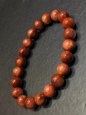 9mm Natural Red hair Rutilated Quartz Crystal Beads Bracelet - Image 1 of 4