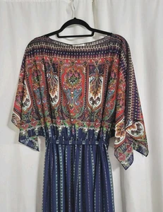 Vtg R And K Originals Sheer Paisley Dress Size 16 Boho 70s Retro - Picture 1 of 8