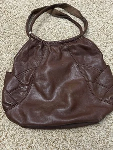 Purse Satchel Chocolate Brown Lucky Leather Clam Shell Tote Handbag Bag Boho - Picture 1 of 7