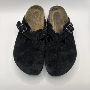 Birkenstock Boston Clogs Size EU 36 US 5.5  Black Suede Slip On Comfort - Picture 1 of 17