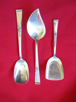 Juego de 3 cucharas clásicas Rose de Reed and Barton de gelatina de azúcar esterlina Bon Bon Bon Foto 1 de 3