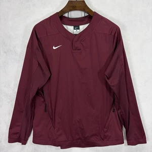 Nike Coach Sideline Pullover Windshirt Mens Large Maroon Batting Swoosh Logo - Picture 1 of 12