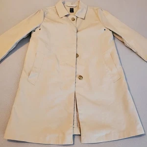 Vintage Y2K GAP Trench Coat Canvas A-line Straight Unlined Armpit Grommets Khaki - Picture 1 of 19