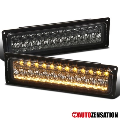 Fit 1988-1998 Silverado Sierra 92-99 Yukon Smoke LED Bumper Lights Signal Lamps - Image 1 of 4