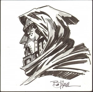 BOB HALL SIGNED DR. DOOM ORIGINAL ART-6 x 6! FREE SHIPPING! - Picture 1 of 1