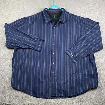 Camisa Van Heusen Botones Para Hombre 4XL Azul Rayas Formal Causal Negocios Preppy Foto 1 de 4