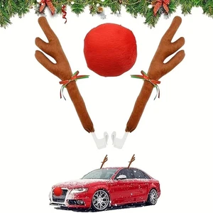 Weihnachtsauto Rentier Geweih Set mit roter Nase Schwanz festlich - Bild 1 von 9