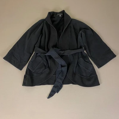 Banana Republic Cardigan Women's XL Black Kim Trim Tank Wrap Tie Warm Cozy - Image 1 of 4