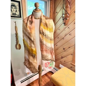 Hand Painted 100% Silk Boho Scarf - Picture 1 of 10
