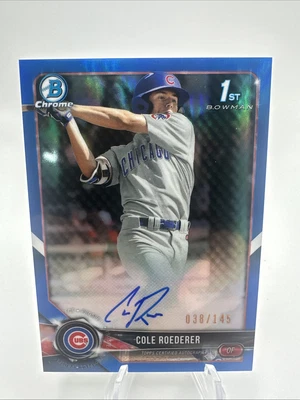 2018 Bowman Draft Chrome 1st Blue Refractor Cole Roederer #/145 - Image 1 of 2