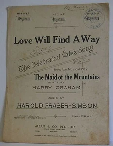 vintage sheet music Love will find a way The Celebrated Valse Song 1917 - Picture 1 of 3