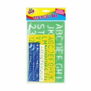 Verschiedene Schablonen Set - Alphabet große Zahlen Buchstaben Kunststoff Basteln oben unten - Bild 1 von 6
