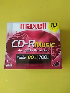 NEW Maxell CD-R Compact Discs 10 Pack - Audio Recordable 80 Min 700MB 32X - Picture 1 of 2