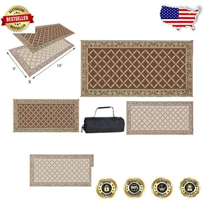 Large 9x18 Outdoor Floor Mat - Lightweight, Stain-Resistant for Picnics & More - Picture 1 of 7
