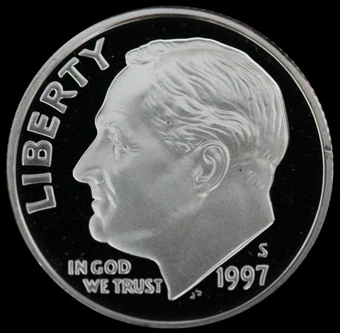 1997 S Roosevelt Dime Gem Deep Cameo CN Clad PROOF US Mint Coin Beautiful! Cover