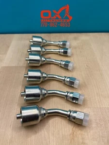6 Parker Style 13743-4-4 Hydraulic Hose Crimp Fittings 1/4” Hose X 1/4” FJIC 45 - Picture 1 of 5