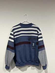 Vintage Todays News Men’s “Basic Editions” Blue/white Striped Crewneck - Picture 1 of 4