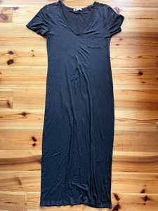 T BY ALEXANDER WANG Gray V-Neck T-Shirt Maxi Dress XS S - Picture 1 of 2