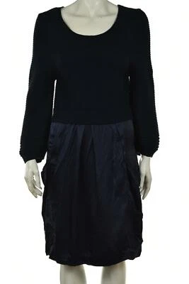 Mint Womens Dress Size M Navy Blue Solid Sweater Sheath Knee Length Long Sleeve - Image 1 of 4