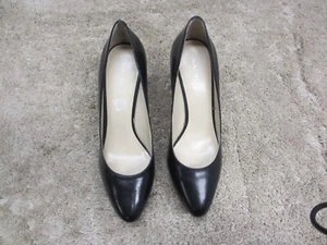 NINE WEST NWBEAUTIE PLATFORM BLACK LEATHER HEELS 8.5 MEDIUM - Imagen 1 de 12