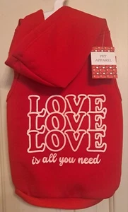 Red Pet Apparel Dog Hoodie Sweatshirt Coat Love is all you need Size Medium NEW - Picture 1 of 2