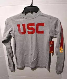 USC Trojaner Shirt Youth XS (7) grau langarm Jungen neu mit Etikett - Bild 1 von 5
